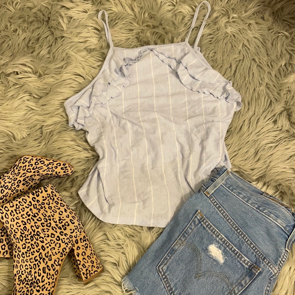 Light blue and white tank top